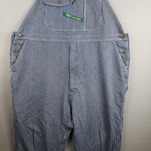Key Size 48x32 Railroad Stripe Bib Overalls Blue White Farmer Chore Workwear - Picture 3 of 14